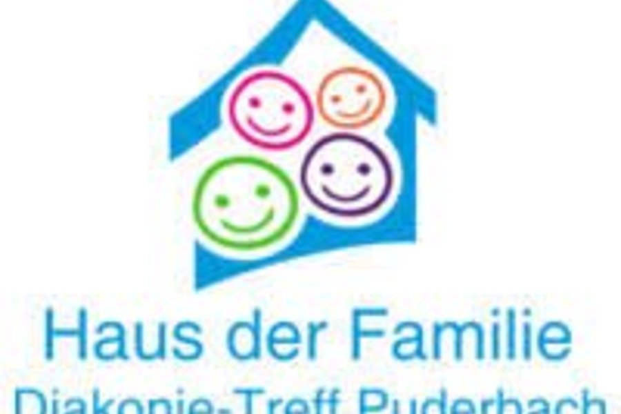Logo des Haus der Familie Diakonie-Treff Puderbach mit drei lächelnden Gesichtern in einem Haus-Symbol