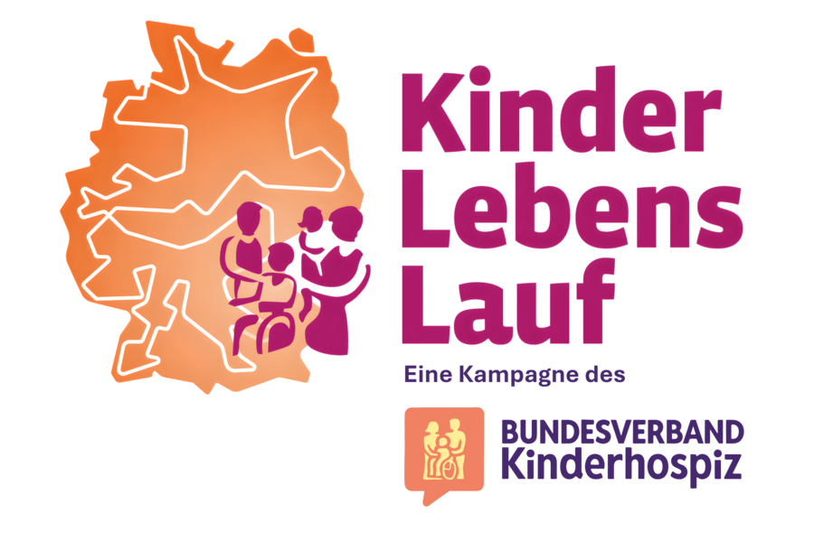 Logo mit stilisierten Figuren und dem Text 'Kinder Lebens Lauf'
