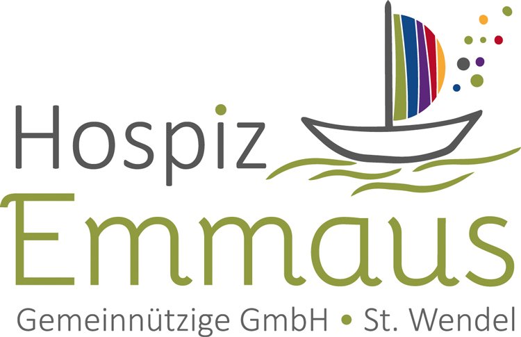 Logo von Hospiz Emmaus Gemeinnützige GmbH St. Wendel mit stilisiertem Segelboot und bunten Punkten